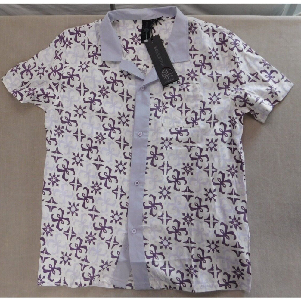NWT Soul Star MS Skylar Short Sleeve Button Up Floral Men's Shirt Medium